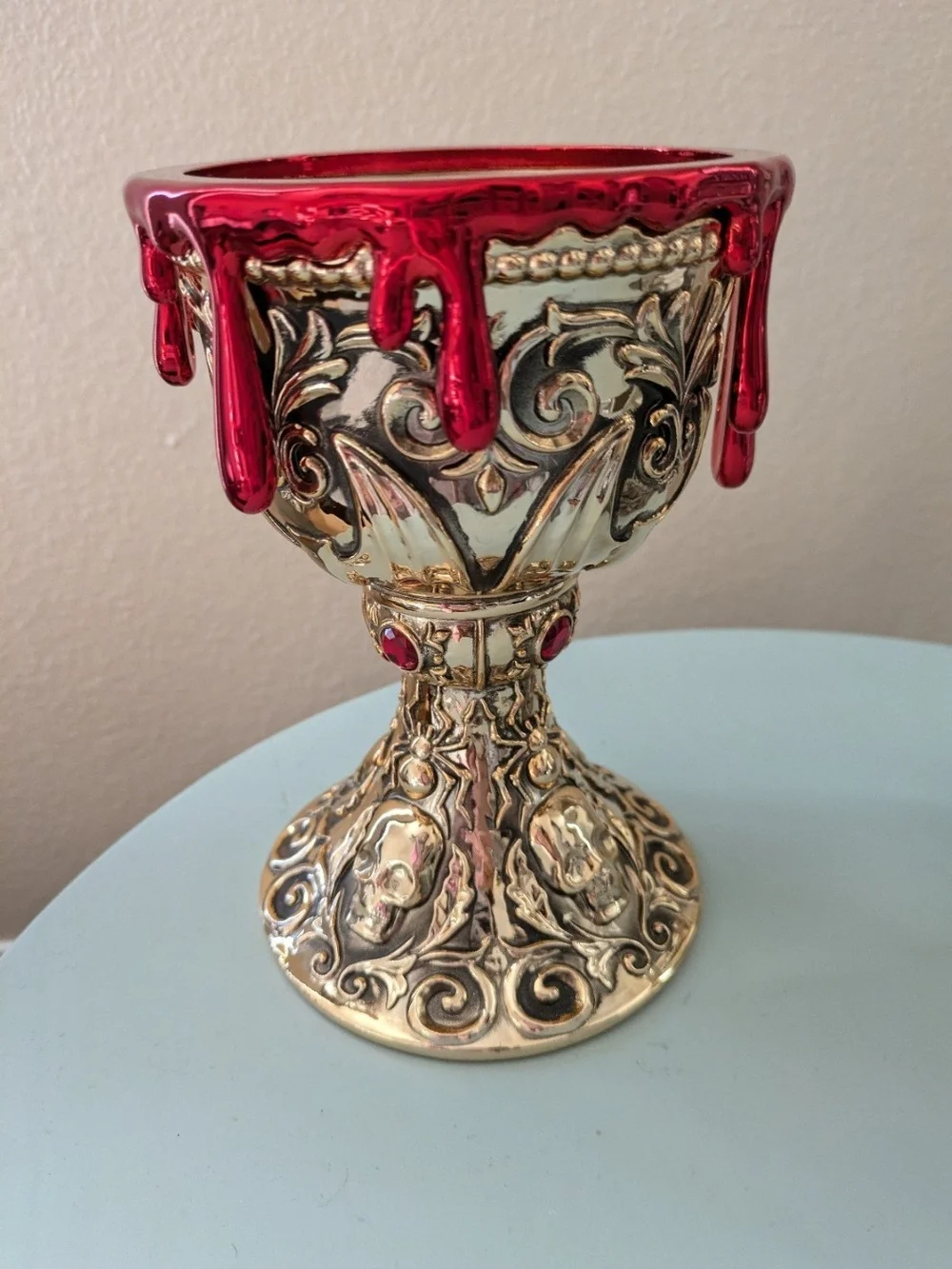 Bath & Body Works Halloween Gold Dripping Blood Chalice 3-Wick Candle Holder